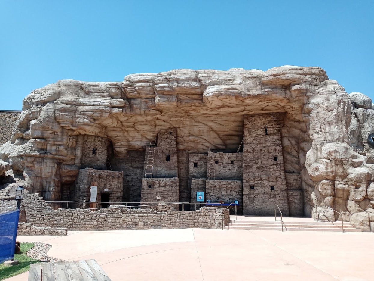 The completed cliff-dwelling exhibit facade at the National Cowboy and Western Heritage Museum