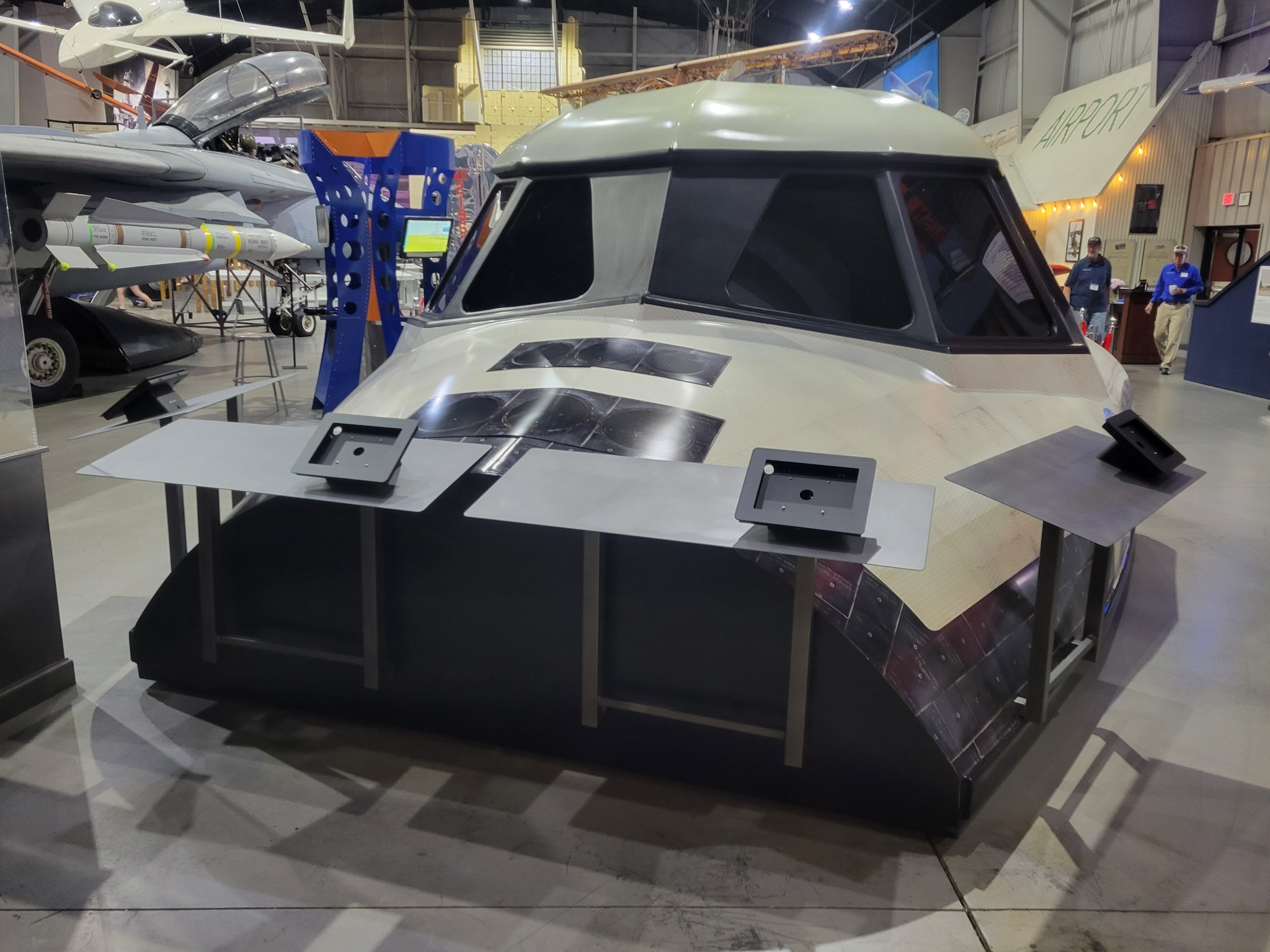 An interactive space-capsule exhibit at the Tulsa Air and Space Museum